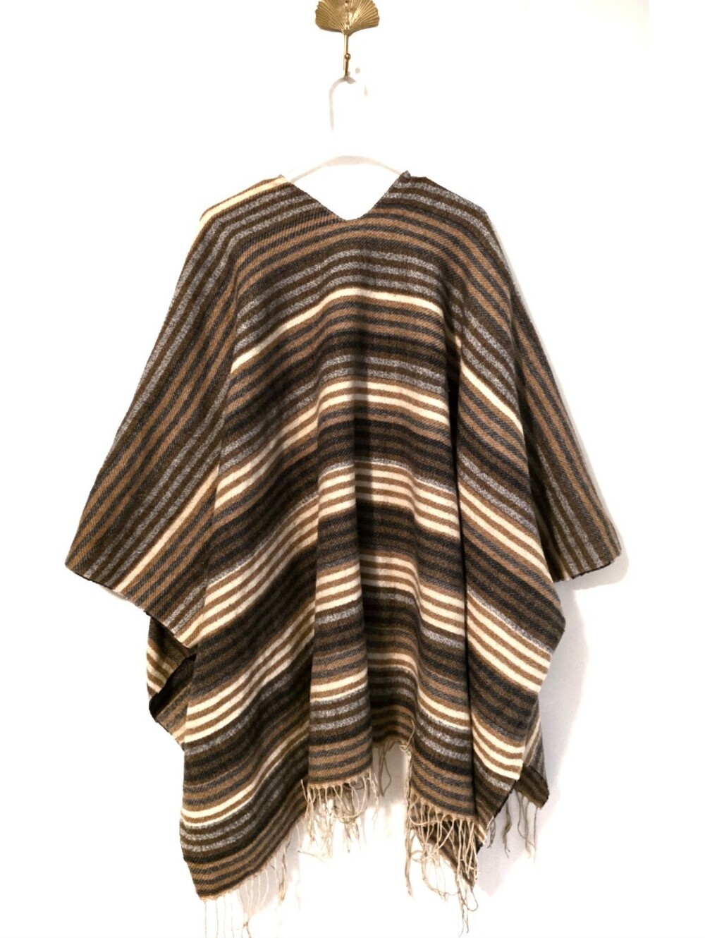 Earth Tone Boho Festival Serape Style Poncho Shawl OS - Picture 4 of 4